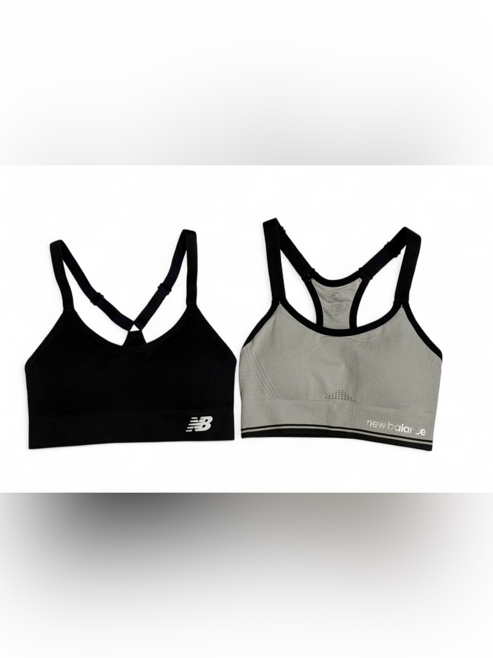 New Balance Black & Light Gray Seamless Sports Bra Set